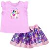 Bluey Floral Birthday T-Shirt and Mesh Tulle Skirt Outfit Set Infant to Big Kid Sizes (12 Months – 10-12)(Purple / Pink  Bluey & Friends)