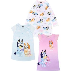 Bluey Girls’ 3-Pack Princess Nightgown, Fantasy Gown, Soft & Cute Pajamas for Kids