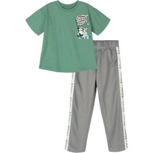 Bluey T-Shirt and Pants Outfit Set Toddler to Little Kid Sizes (2T – 7-8)(Sage Green / Gray)