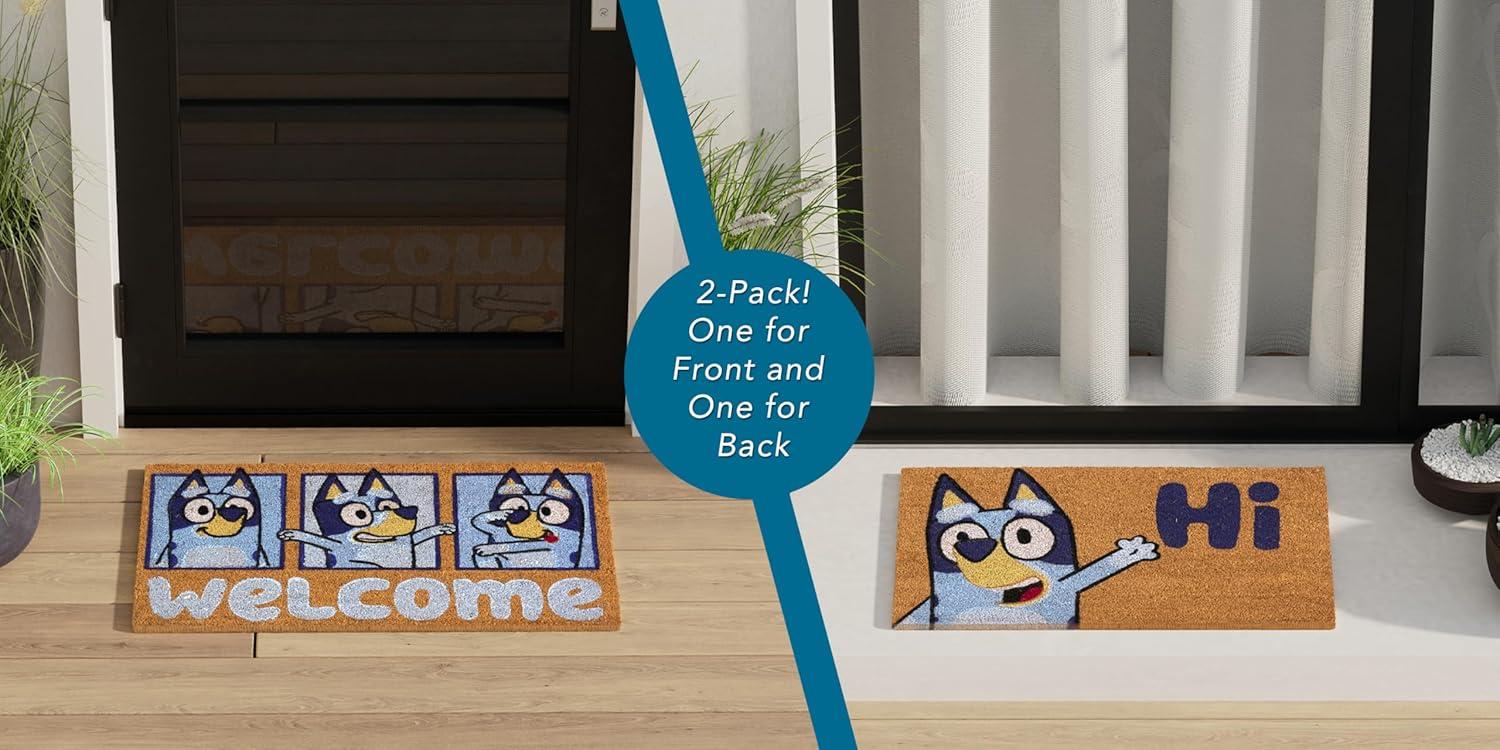 image:imageGertmenian Bluey Coir Doormat 2x3 Welcome Mat 2Pack Ideal for High Traffic Areas in Front Door Garage Entryway HiBluey Patch 80072HiBluey Patch