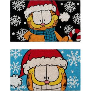 Gertmenian Bluey Coir Doormat – 2×3 Welcome Mat (2-Pack), Ideal for High Traffic Areas in Front Door, Garage, Entryway – Hi/Bluey Patch, 80072(Garfield Snowflakes Black/Snowflakes Blue)