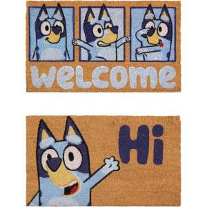 Gertmenian Bluey Coir Doormat – 2×3 Welcome Mat (2-Pack), Ideal for High Traffic Areas in Front Door, Garage, Entryway – Hi/Bluey Patch, 80072(Hi/Bluey Patch)