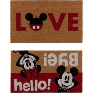 Gertmenian Bluey Coir Doormat – 2×3 Welcome Mat (2-Pack), Ideal for High Traffic Areas in Front Door, Garage, Entryway – Hi/Bluey Patch, 80072(Mickey & Minnie Love/Hello)