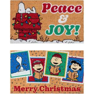 Gertmenian Bluey Coir Doormat – 2×3 Welcome Mat (2-Pack), Ideal for High Traffic Areas in Front Door, Garage, Entryway – Hi/Bluey Patch, 80072(Snoopy Peace & Joy)