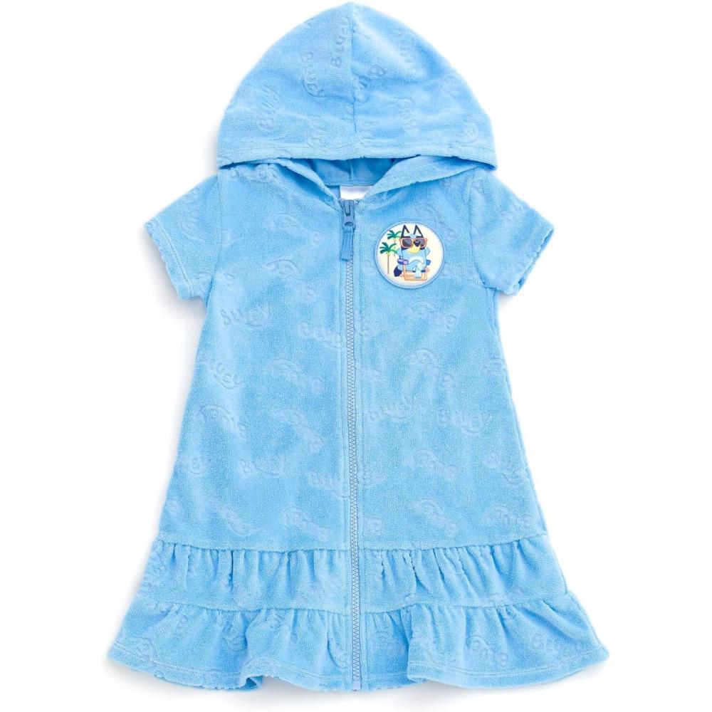 image:imageBluey Girls Loop Terry Cloth Hooded Swim Coverup Toddler to Big Kid Sizes 2T 1012Blue