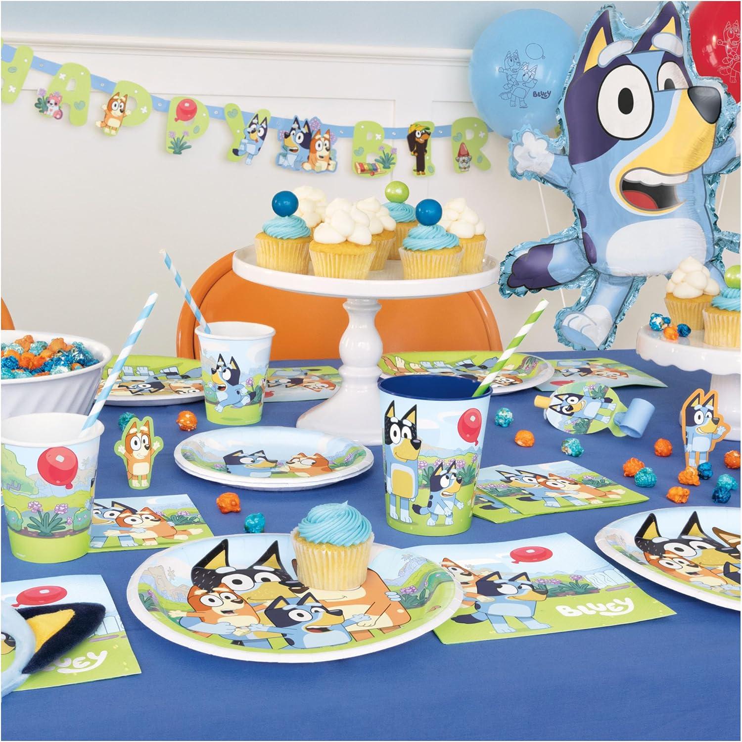 image:imageBluey Party Supplies Bluey Theme Birthday Paper Dessert Plates Napkins Cups Table Cover and Happy Birthday Banner Decoration 16 Plates amp Napkins