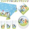 Bluey Party Supplies – Bluey Theme Birthday Paper Dessert Plates, Napkins, Cups, Table Cover, and Happy Birthday Banner Decoration (16 Plates & Napkins)