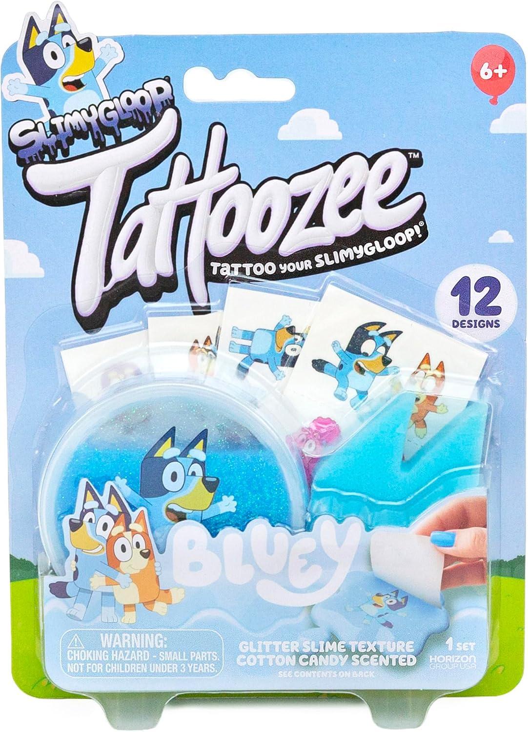 image:imageSLIMYGLOOP Tattoozee Bluey Tattoo Transfer Slime Kit Sensory Play for Kids Ages 6 Cotton Candy Scented Glitter TextureBluey