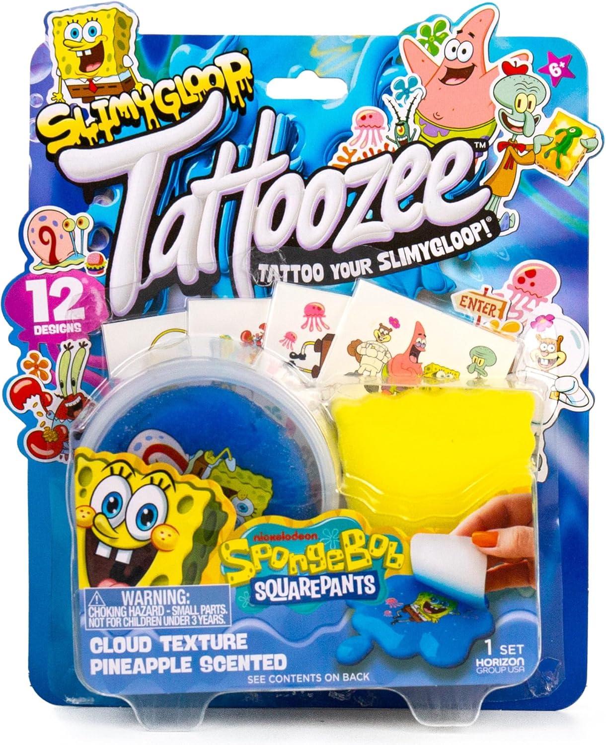 image:imageSLIMYGLOOP Tattoozee Bluey Tattoo Transfer Slime Kit Sensory Play for Kids Ages 6 Cotton Candy Scented Glitter TextureSpongebob Squarepants