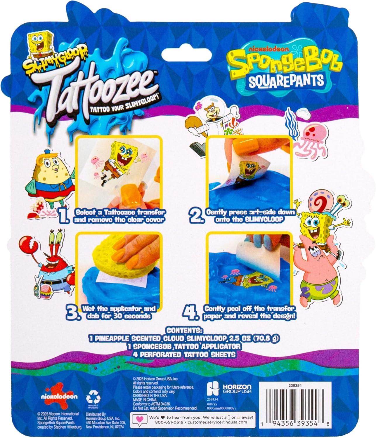 image:imageSLIMYGLOOP Tattoozee Bluey Tattoo Transfer Slime Kit Sensory Play for Kids Ages 6 Cotton Candy Scented Glitter TextureSpongebob Squarepants