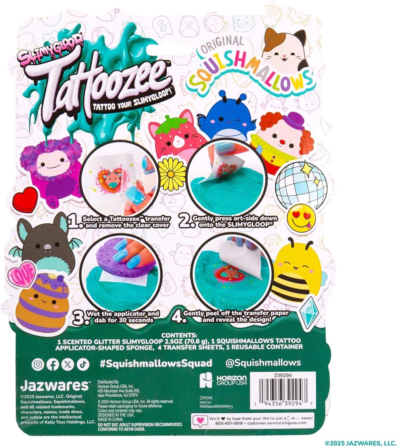 image:imageSLIMYGLOOP Tattoozee Bluey Tattoo Transfer Slime Kit Sensory Play for Kids Ages 6 Cotton Candy Scented Glitter TextureSquishmallows