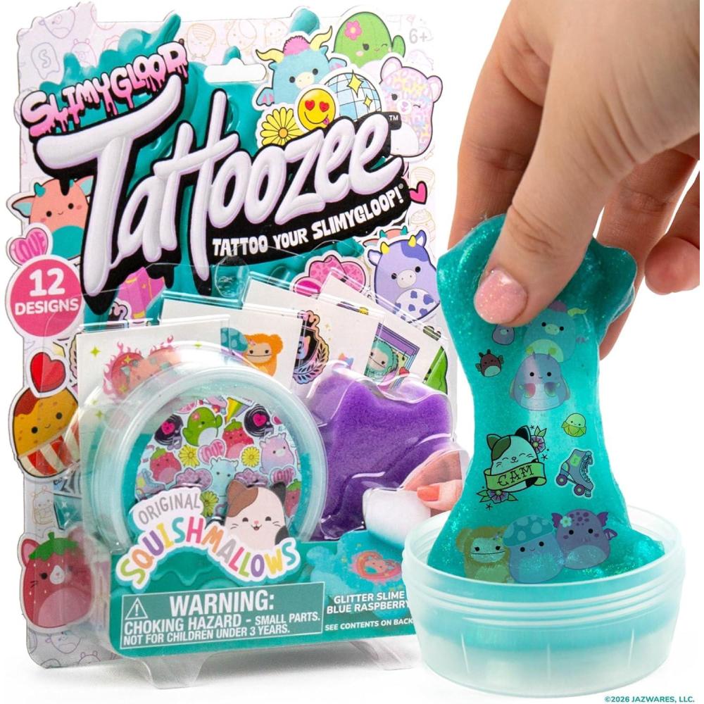 image:imageSLIMYGLOOP Tattoozee Bluey Tattoo Transfer Slime Kit Sensory Play for Kids Ages 6 Cotton Candy Scented Glitter TextureSquishmallows