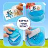 SLIMYGLOOP Tattoozee, Bluey Tattoo Transfer Slime Kit, Sensory Play for Kids Ages 6+, Cotton Candy Scented, Glitter Texture(Bluey)