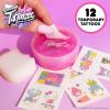 SLIMYGLOOP Tattoozee, Bluey Tattoo Transfer Slime Kit, Sensory Play for Kids Ages 6+, Cotton Candy Scented, Glitter Texture(Hello Kitty)