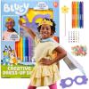 Bluey Creative Dress-Up Set, Includes Colorable Cape, Felt Crown, & Play Mask, Foam Stickers, Coloring Markers, and Gems, Bluey Toys, Toddler Activities, Dress Up Costumes for Kids, Fun Family Toy