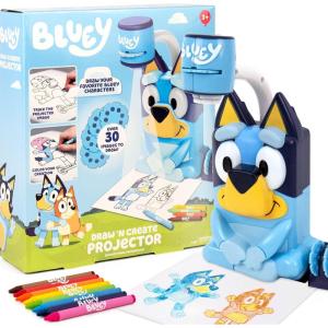 Bluey Draw ’N Create Projector Toy, Includes Slides to Trace & Color Scenes with Crayons, Batteries Required
