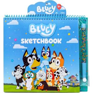Bluey Sketchbook, 20-Page Coloring Book with Bluey Stickers & Glitter Pen, Fun Art Supplies for Kids, Great Kids Gifts(Bluey)