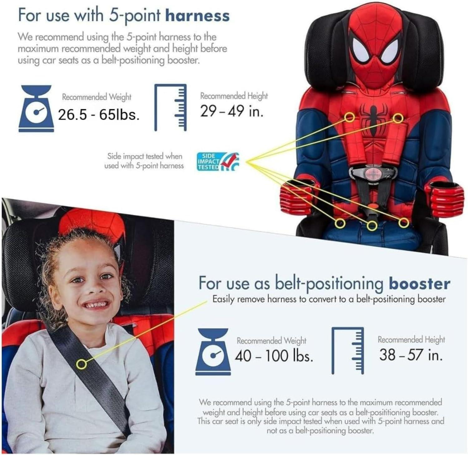image:imageKidsEmbrace 2in1 Car Seat ForwardFacing Harness 26565 lbs amp Booster Mode 40100 lbs Latch Premium Fit with MultiPosition Headrest Harness amp ReclineSpiderMan