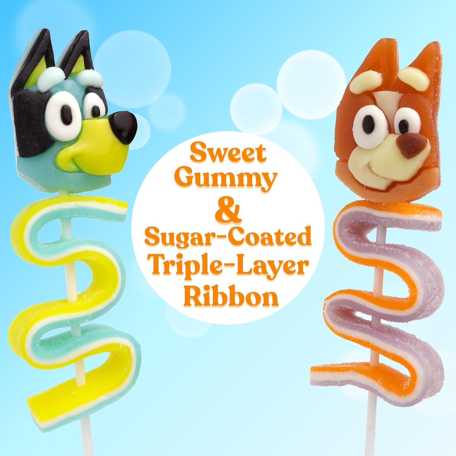 image:imageBluey and Bingo Gummy Lollipops Character Candy Skewers with Twisted Fruit Gummies Individually Wrapped Party Favor Treats 4 Pack