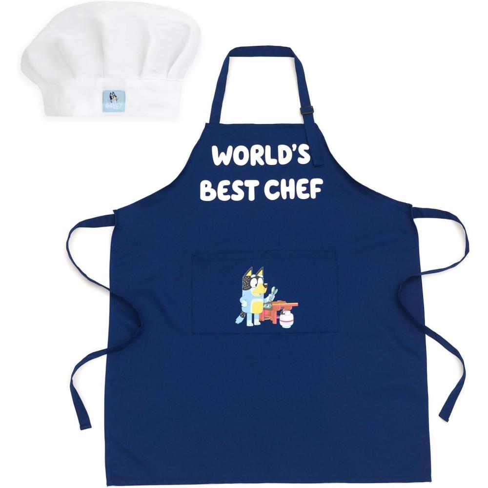 image:imageBluey Twill Apron and Chef Hat Cooking Set Kid and Adult SizesNavy Bandit