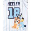 Bluey Mesh Baseball Jersey Athletic Button Down Shirt Infant to Little Kid Sizes (12 Months – 7-8)(White / Blue)
