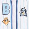 Bluey Mesh Baseball Jersey Athletic Button Down Shirt Infant to Little Kid Sizes (12 Months – 7-8)(White / Blue)