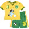 Bluey T-Shirt and Mesh Shorts Outfit Set Infant to Big Kid Sizes (12 Months – 10-12)(Yellow / Green)