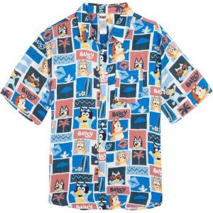 Bluey Hawaiian Button Down Dress Shirt Toddler to Adult Sizes (2T – 2XL)(Blue)