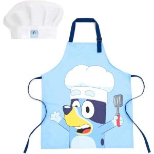 Bluey Twill Apron and Chef Hat Cooking Set Kid and Adult Sizes(Sky Blue  Bluey)