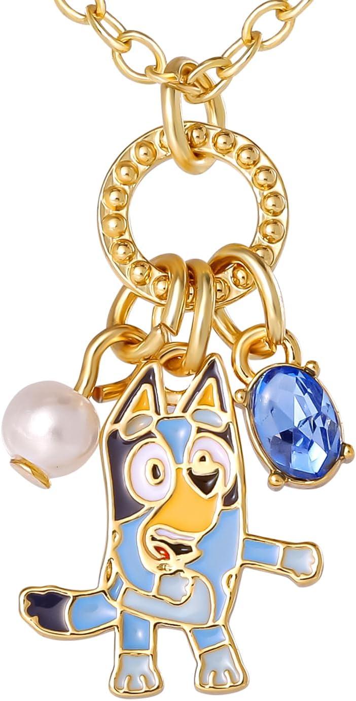 image:imageBluey Charm Necklace Official License 162 18k Gold FlashPlated Necklace with 3 Dangle Charms