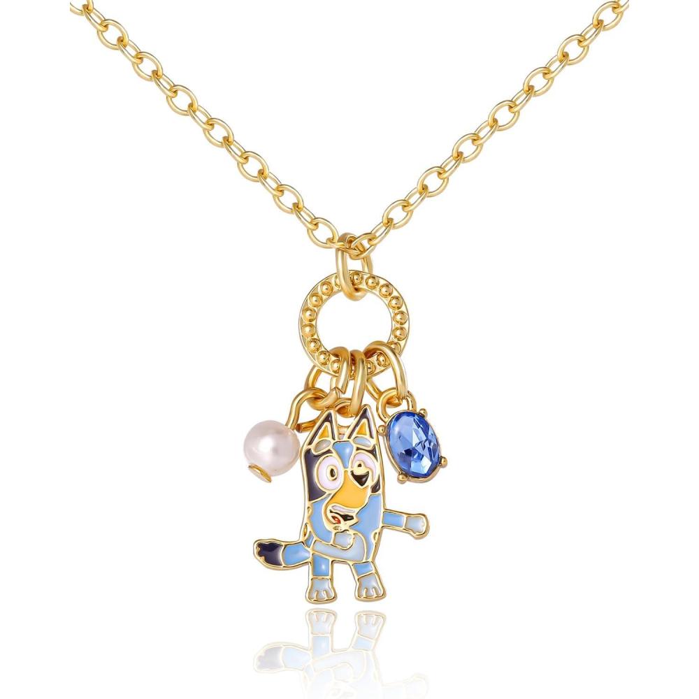 image:imageBluey Charm Necklace Official License 162 18k Gold FlashPlated Necklace with 3 Dangle Charms