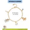 Bluey Bracelets with 5 Charms Official License, 6.75″+.75″ Silver or 18k Gold Flash-Plated Charm Bracelet(Gold)