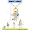 Bluey Charm Necklace Official License, 16″+2″ 18k Gold Flash-Plated Necklace with 3 Dangle Charms