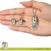 Bluey Pendant Necklace and Fish Hook Earrings Set Official License, Fashion Bluey Jewelry with Clear Crystals