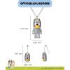 Bluey Pendant Necklace and Fish Hook Earrings Set Official License, Fashion Bluey Jewelry with Clear Crystals
