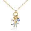 Bluey Charm Necklace Official License, 16″+2″ 18k Gold Flash-Plated Necklace with 3 Dangle Charms