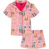 Bluey Girls’ 2-piece Loose-fit Button Down Matching Pajama Set, Soft & Cute for Kids(Fun Time)